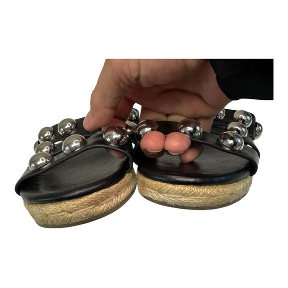 Marc Fischer Prisca Black Strappy with Silver Stud Sandal‎ Shoes Size 6 - Picture 6 of 8